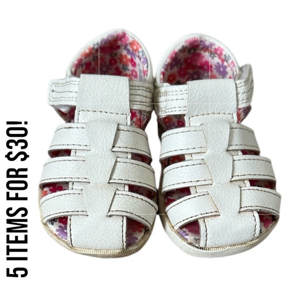 Wonder Nation Baby Toddler Girl White ‘Fisherman’ Sandals size 4 
Vguc - Picture 1 of 9